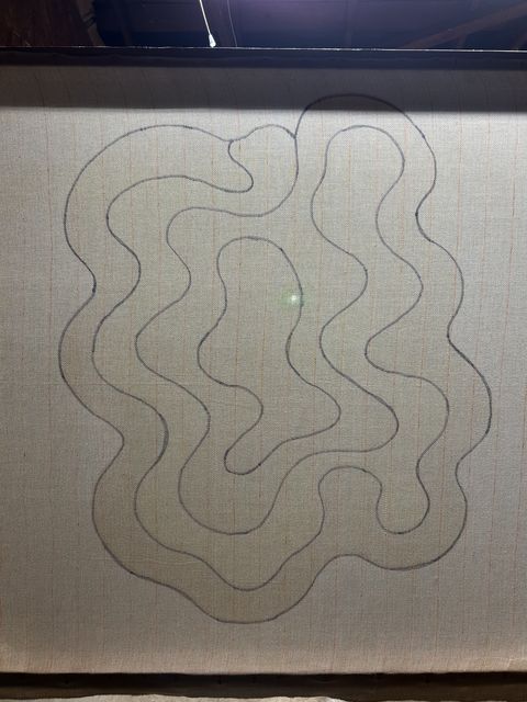 Design outline drawn on the cloth in Sharpie