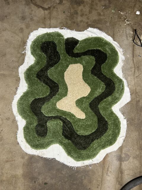 Rug cut free from the cloth